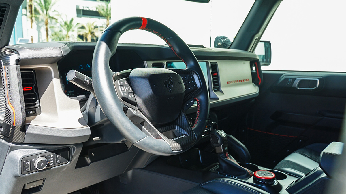 The interior of a McLaren 720s in Spider Blue.