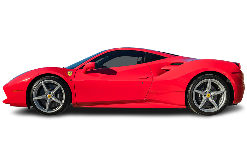 Ferrari 488 GTB Coupe is another exotic car in Ferrari's long line of mid-engine ones. The drool-worthy is a two-seater that deserves its poster on your wall. The style isn't just shaped by Ferrari's talented Italian designers but also its aerodynamics.

The red car has a coupe body with a V8 engine. More specifically, it's a 3.9L Twin-Turbo V8 with a 660 HP. The car has a 7-Speed Dual-Clutch transmission and a 560 lbf·ft torque.

It gives the speed Ferrari is known for by taking you from 0 to 60 mph in 3 seconds. It has a top speed of 203 mph which covers ¼ mile in 10.6 seconds.

The red Ferrari 488 GTB Coupe has a resounding wail and fierce acceleration, tearing up its rivals like nobody's business. The driver-focused cabin is also covered in fine leather, suede, and carbon fiber.

What are you driving today? Reserve your dream car now!