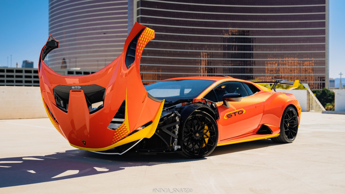 The open bumper orange luxury car