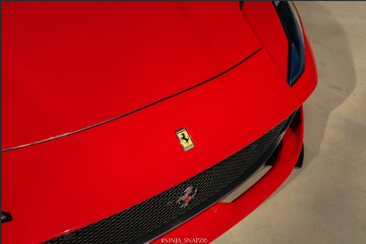 A Ferrari’s prancing horse logo