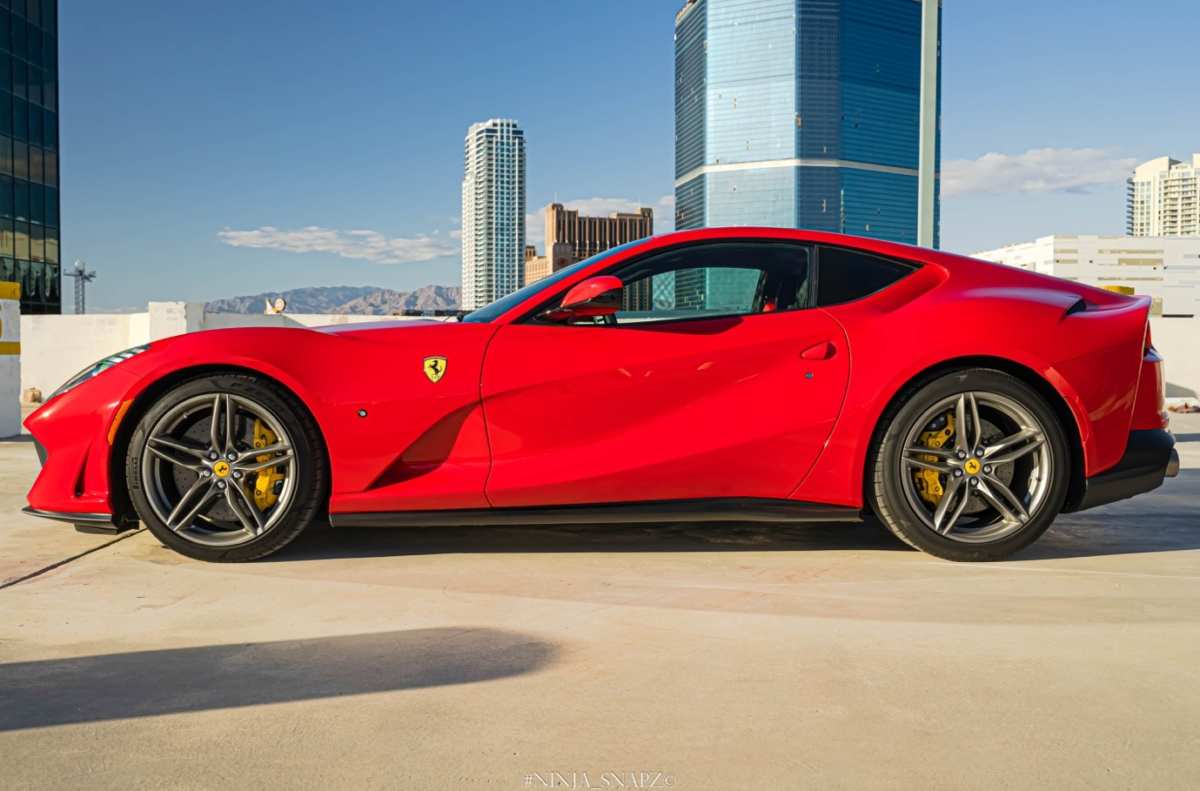 A red Ferrari car