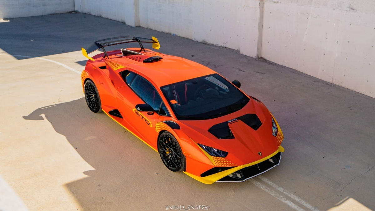 An orange luxury car