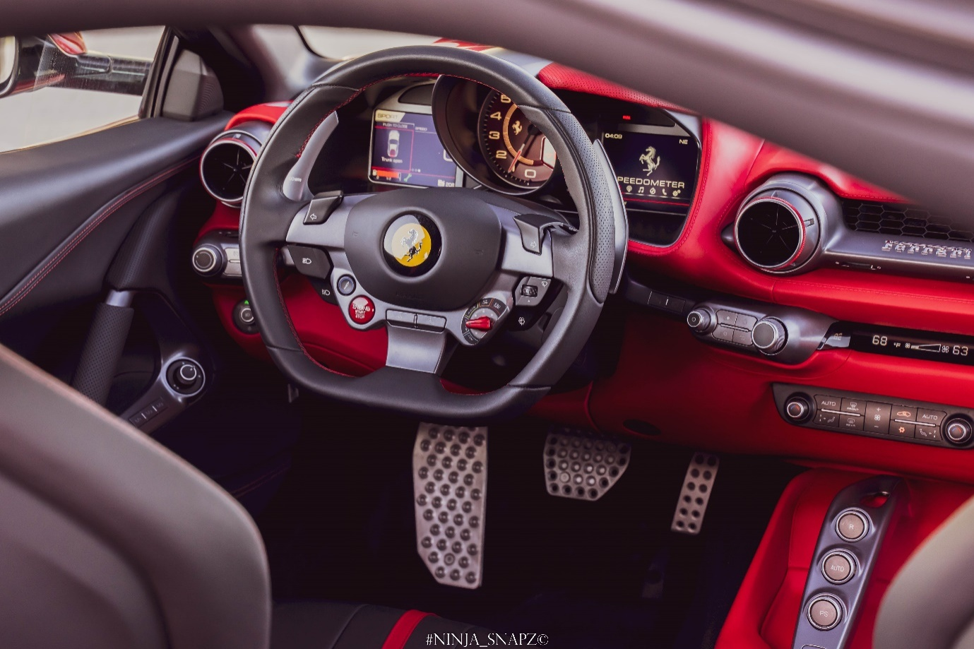 The interior of a Ferrari 812 Superfast.