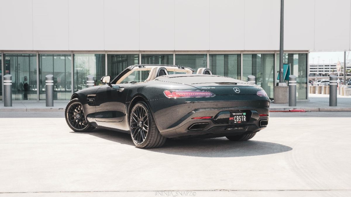 Mercedes AMG GT in black.