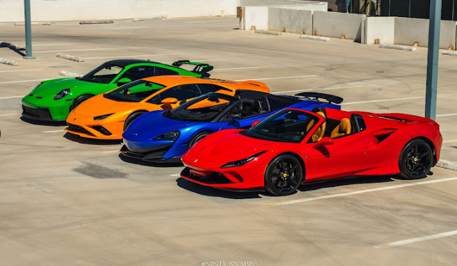 A range of colorful cars.